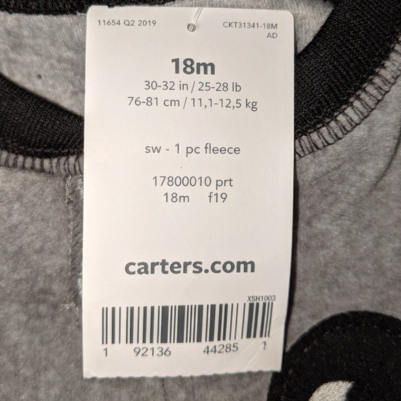 NWT Carter's 18 Month Baby Fleece Onesie - Picture 8 of 8